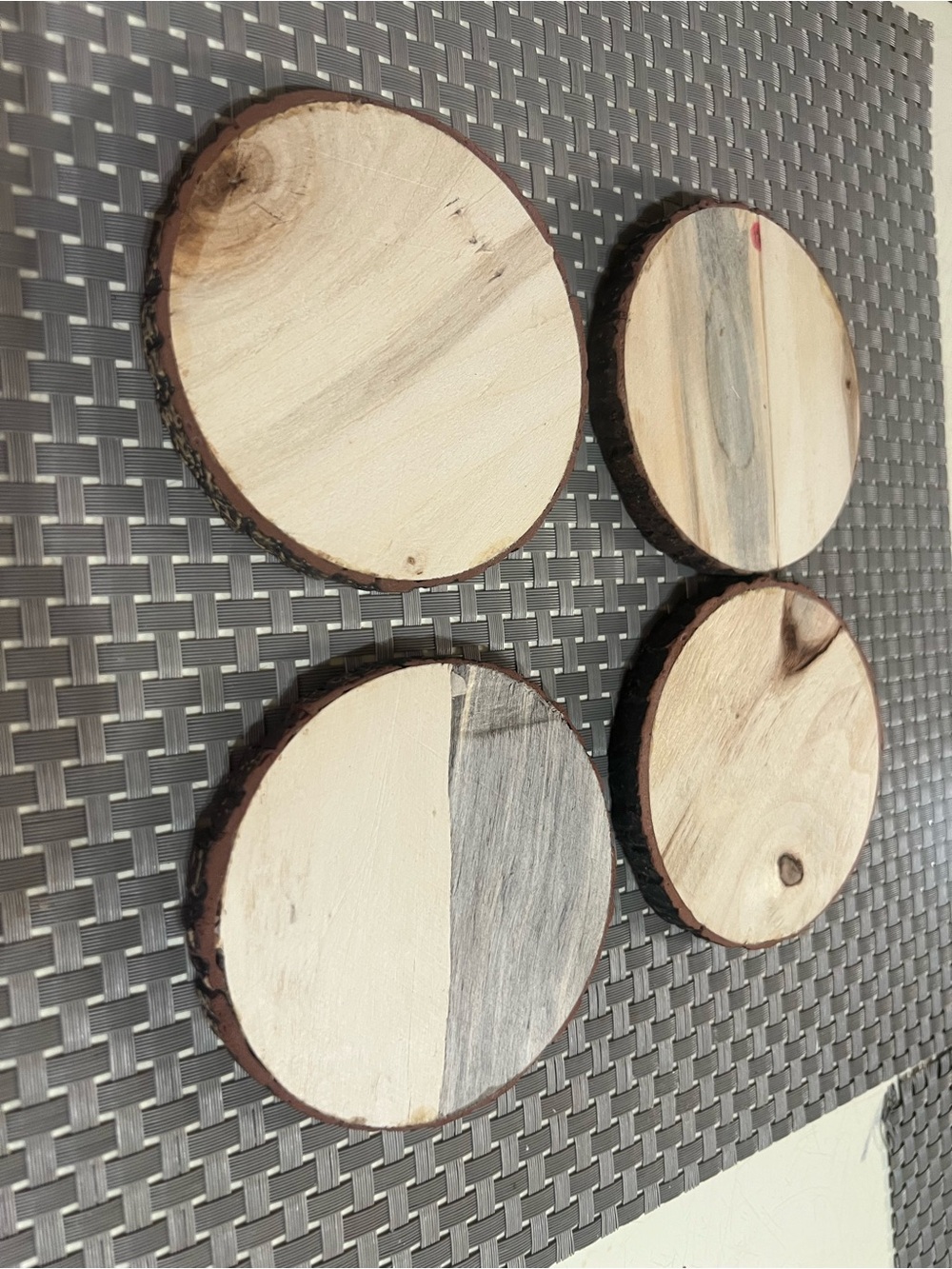 Set of 4 Natural Wood Slice Coasters – Rustic Style